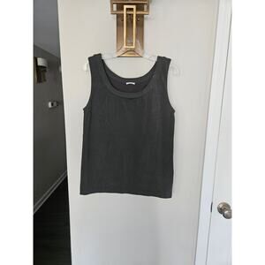 Wolford Women's Dark Gray Aurora Pure Tank Top Scoop Neck Stretch Fabric Size XL